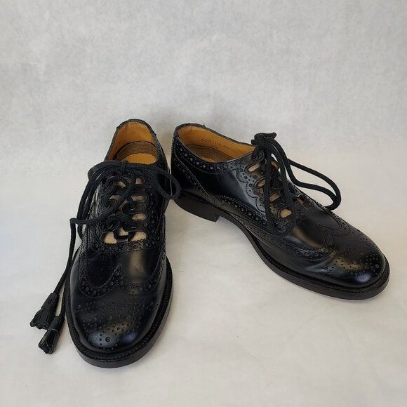 Thistle Gillie Brogues Shoes Men UK 5.5 EU38 Black Leather Highland Dress Oxford - Picture 1 of 16
